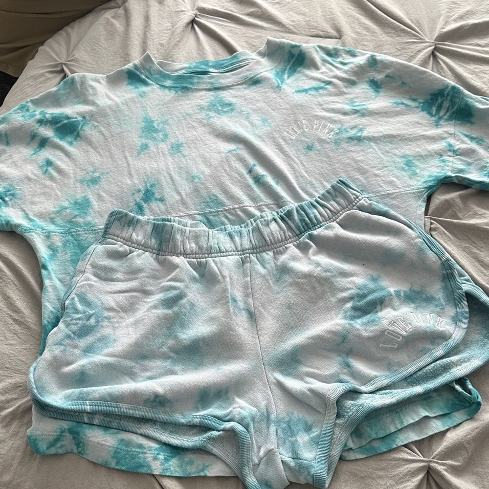 Pink over sized tee and short set